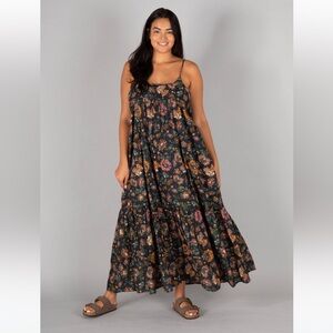 Natural Life Journey Boho Maxi Dress in Dark Floral Size XL